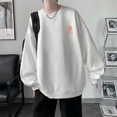 华夫格卫衣圆领卫衣男大码长袖t恤男外套HW76237-P30加绒款-P40，男装卫衣，电商A040