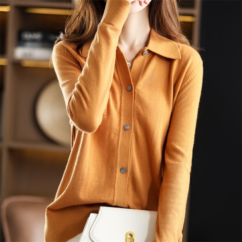 衬衫领羊毛衫女2024年新款秋季薄款针织，女装羊毛衫，盛世绒华