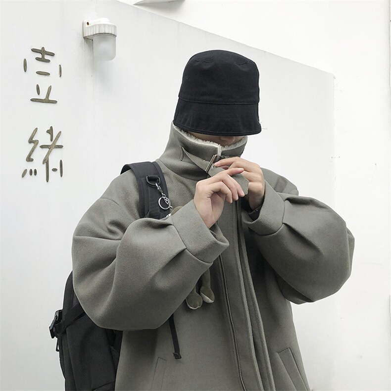 秋冬呢料港风ins纯色加厚羊羔毛短款男保暖棉衣A071-089-P125,男装棉衣,电商A071
