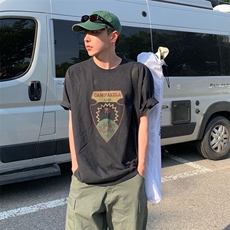 816B-T10282-P45夏季英文美式印花短袖韩版T恤情侣高级感韩ins，男装T恤，星座816B