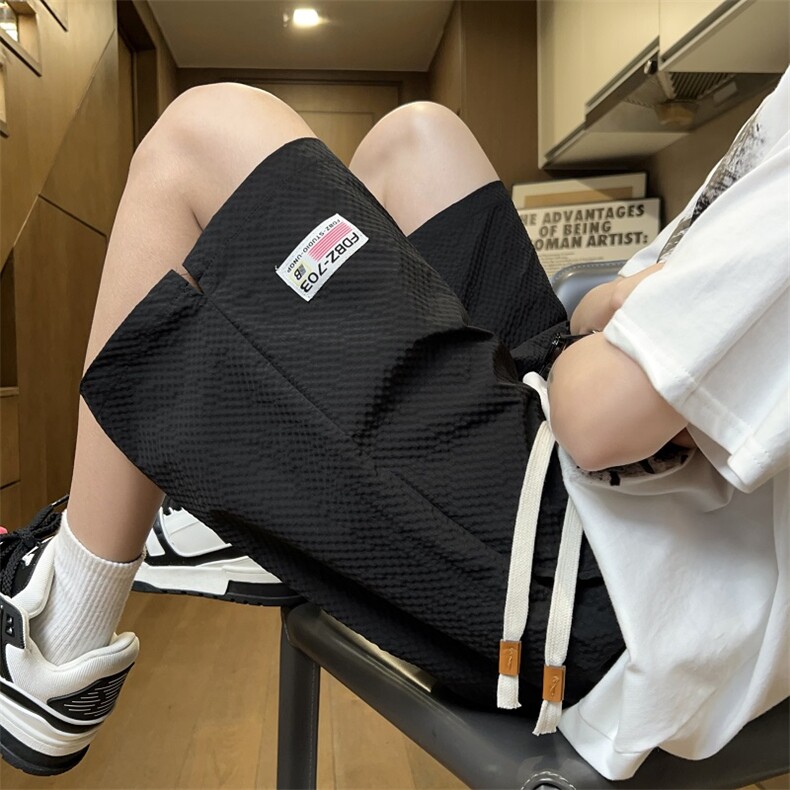 2025夏季透气泡泡格短裤贴标开叉五分短裤CK42*P28控58,男装牛仔裤,星座511-1