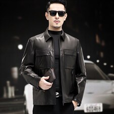 WL2106秋冬新款男士皮衣男山羊皮夹克多口袋P790，男装皮衣，电商B360