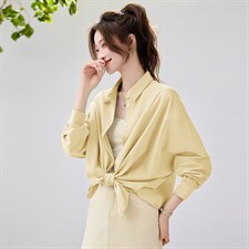 2026春夏新款蓝衬衫女学院风宽松慵懒风叠穿衬衣通勤百搭清新减龄，女装衬衫，艾米