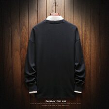 A003-HX001-P35春装新款长袖胸前创意大印花长袖T恤挂拍，男装T恤，电商A003