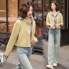 2025春装现货立领机车服，女装皮衣，1C078