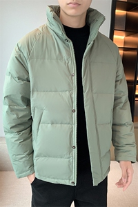 《》立领纯色大码200斤团体情侣白鸭绒羽绒服男外穿图片