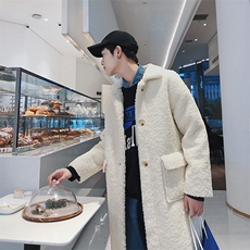 文艺港风韩版羊羔毛中长款风衣外套加厚保暖mj217-p155，男装棉衣，电商B288