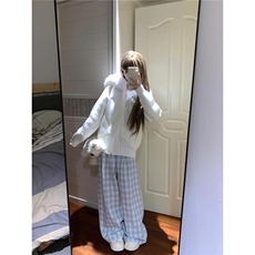 韩系小个子复古时尚毛领连帽针织开衫女春秋宽松百搭外穿毛衣外套，女装针织衫/毛衣，星座506A