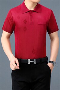 夏装新款短袖t恤男士夏季冰丝polo衫宽松中老年衣服时尚百搭男装图片