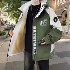 加绒加厚连帽夹克男秋冬时尚潮流加厚棉衣男外套MY1686-P73，男装夹克，星座310B-3