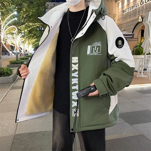加绒加厚连帽夹克男秋冬时尚潮流加厚棉衣男外套MY1686-P73图片