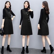 洋气时尚套装女2021秋新款女装两件套连衣裙气质显瘦打底套裙，女装套装/套裙，慧尚依恋