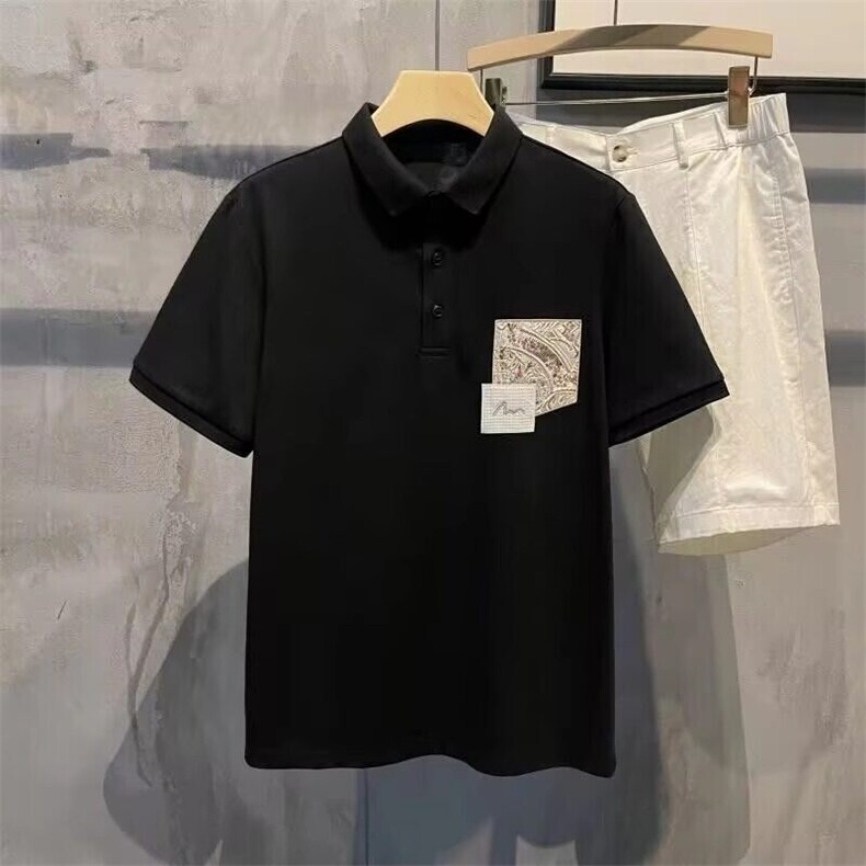 网图25087-P40白色短袖t恤男夏季刺绣宽松高端商务休闲男士polo衫,男装T恤,电商D310B-1