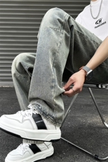 2025夏季双色直筒牛仔裤男美式休闲cleanfit裤子781/p58，男装牛仔裤，电商B381-2