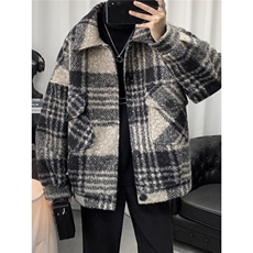 1506-1/JJ488-21毛呢大衣/P73毛呢小香风格子外套男潮高级感外套，男装毛呢大衣，星座1506-1