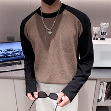 白色2023秋装男士修身圆领长袖T恤潮款长tee男T2301-P58控78，男装T恤，电商A108