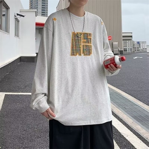 新款潮牌情侣美式复古宽松圆领卫衣T恤男女春秋款图片