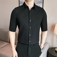 818-P48华夫格夏季新款男士短袖衬衫潮流时尚短袖潮男衬衣，男装T恤，星座507A（原星座306B-2）
