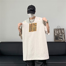 美式街头宽松短袖t恤男潮牌复古休闲半袖情侣圆领上衣T30477-p35，男装T恤，星座1008