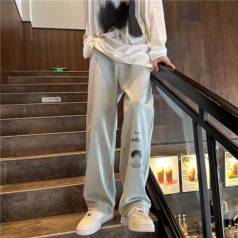 k1053-p45-控68M-5XL港风高阶黄泥黑暗宽松牛仔裤,男装牛仔裤,星座116