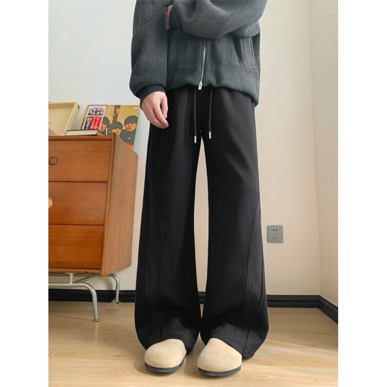 白花灰美式弯刀卫裤男秋季宽松慵懒风阔腿裤子cleanfit垂感微喇裤，男装休闲裤，星座410-6（原星座1304-1）