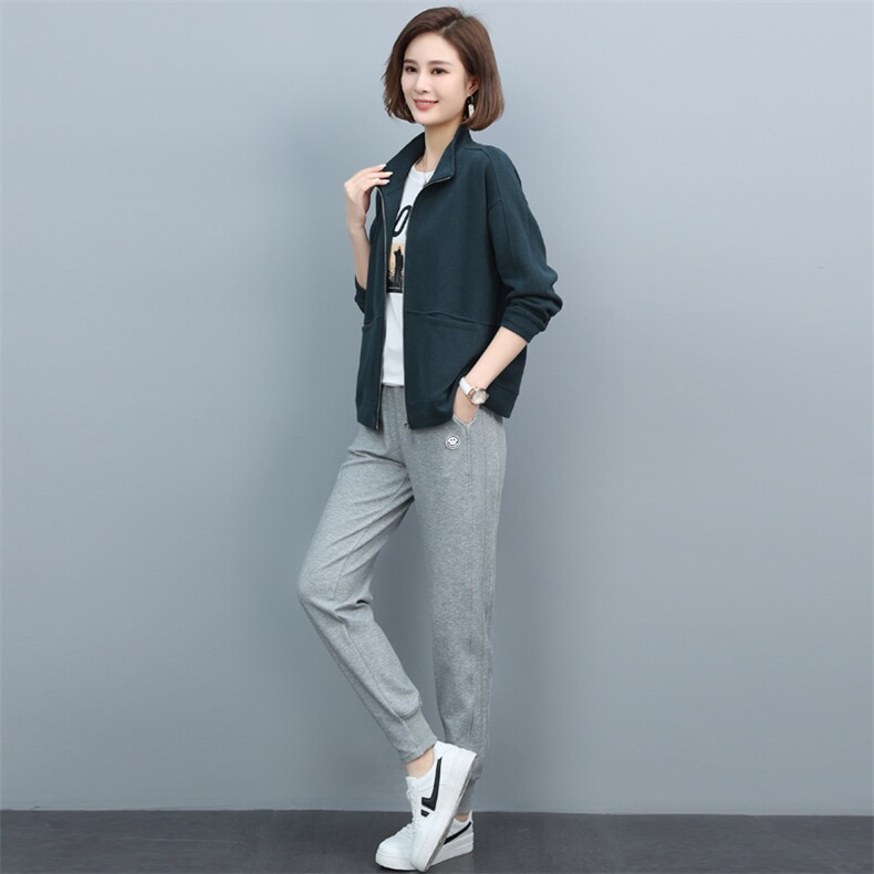 运动套装女2021年新款秋装休闲时尚春秋卫衣洋气品牌减龄两件套,女装运动套装,涵誉