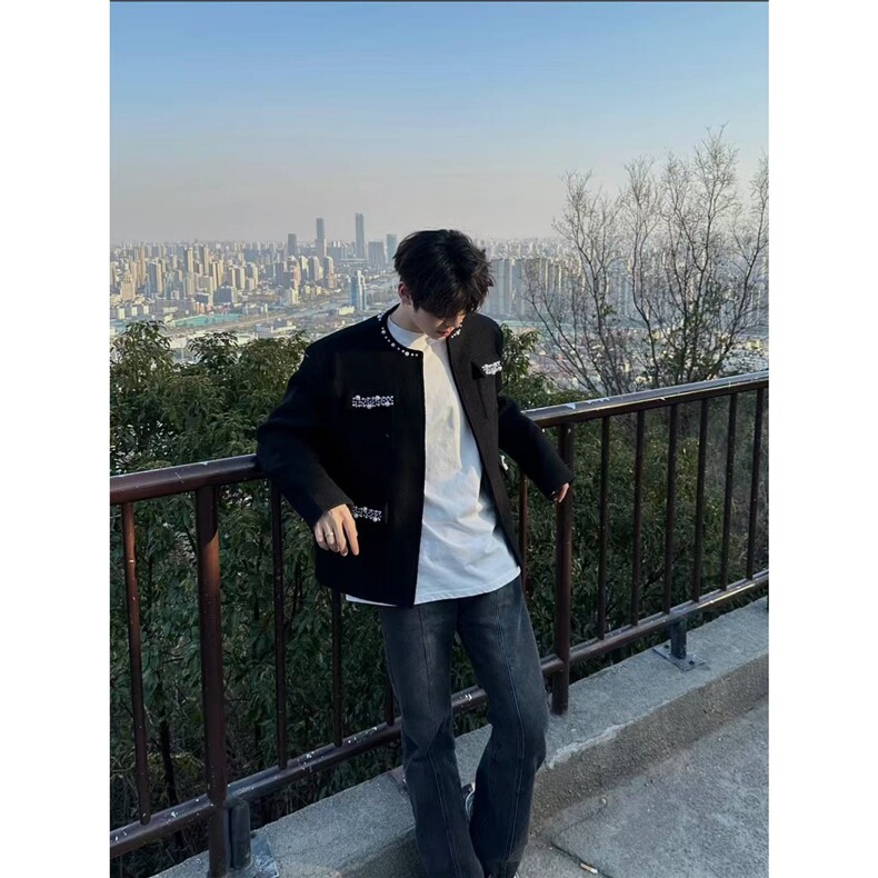 新款潮流小香风重工设计四口袋高级感气质立领外套夹克男潮,男装夹克,星座506A