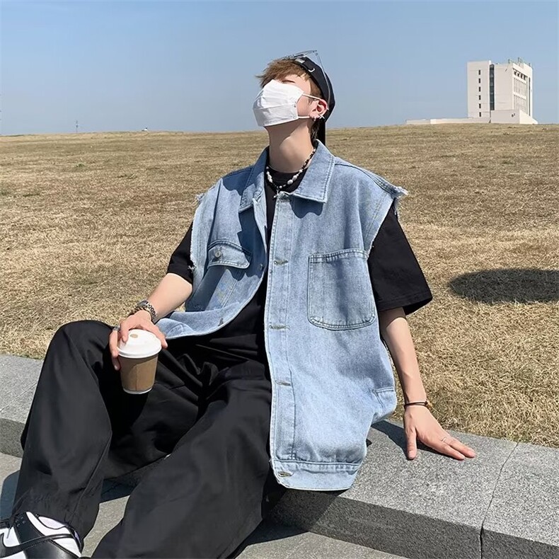 标准简约潮流潮文艺日系百搭原宿青春流行翻领马甲男时尚8020P50,男装背心/马甲,星座410-2