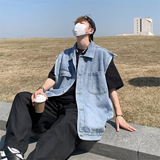 标准简约潮流潮文艺日系百搭原宿青春流行翻领马甲男时尚8020P50，男装背心/马甲，星座410-2