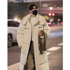 美式连帽90白鸭绒羽绒被艺考长款加厚情侣羽绒服外套男H918P298，男装羽绒服，电商A341