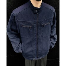 26春装高品质老钱风立领夹克外套男女美式潮牌拉链工装风宽松上衣，男装夹克，电商A486