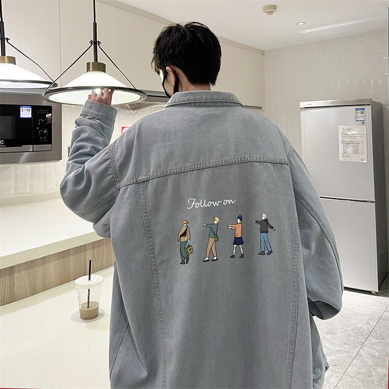 牛仔夹克男大码牛仔外套男茄克 NJ77043-P60加绒款-P75图片