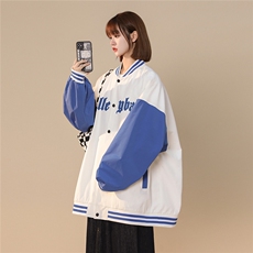中性22秋季潮牌十字架字母印花撞色棒球服夹克外套G120P65控88，男装夹克，A247A