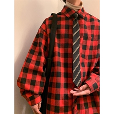 慵懒风潮流休闲宽松百搭情侣格子衬衫C2162-P32【特价】，男装衬衫，电商A007