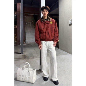 1506-1/MS50501/P92红色豹纹毛领派克棉服男款冬季硬汉风工装棉衣图片