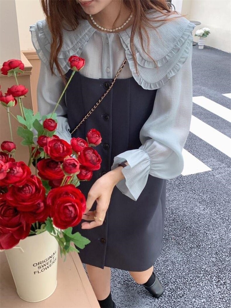 款号：WC0106 名称：荷叶边娃娃领小衫，其它，BD