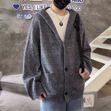 慵懒风连帽长袖针织外套男秋新款软糯宽松设计感毛衣上衣M855，男装针织衫/毛衣，星座1116A-1（原606A）