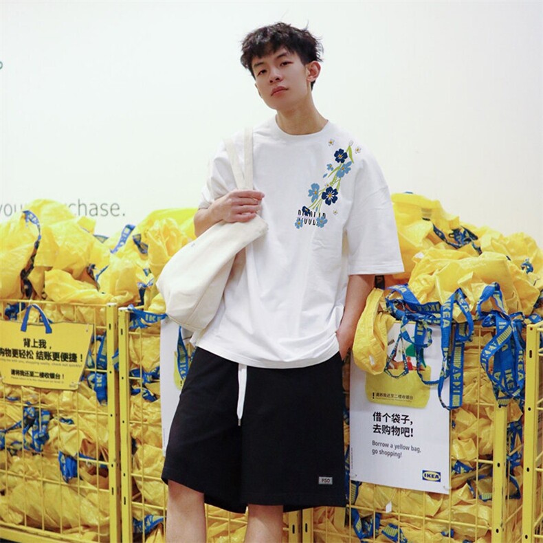 万针全刺绣解构设计260克重磅双纱纯棉高品质美式高街短袖T恤特39,男装T恤,电商A486