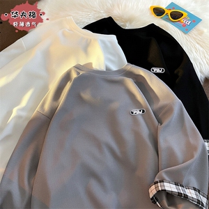 特批P21无差价2025夏港风休闲短袖上衣华夫格大码打底衫男T21006,流经岁月穿搭夏天气质图片