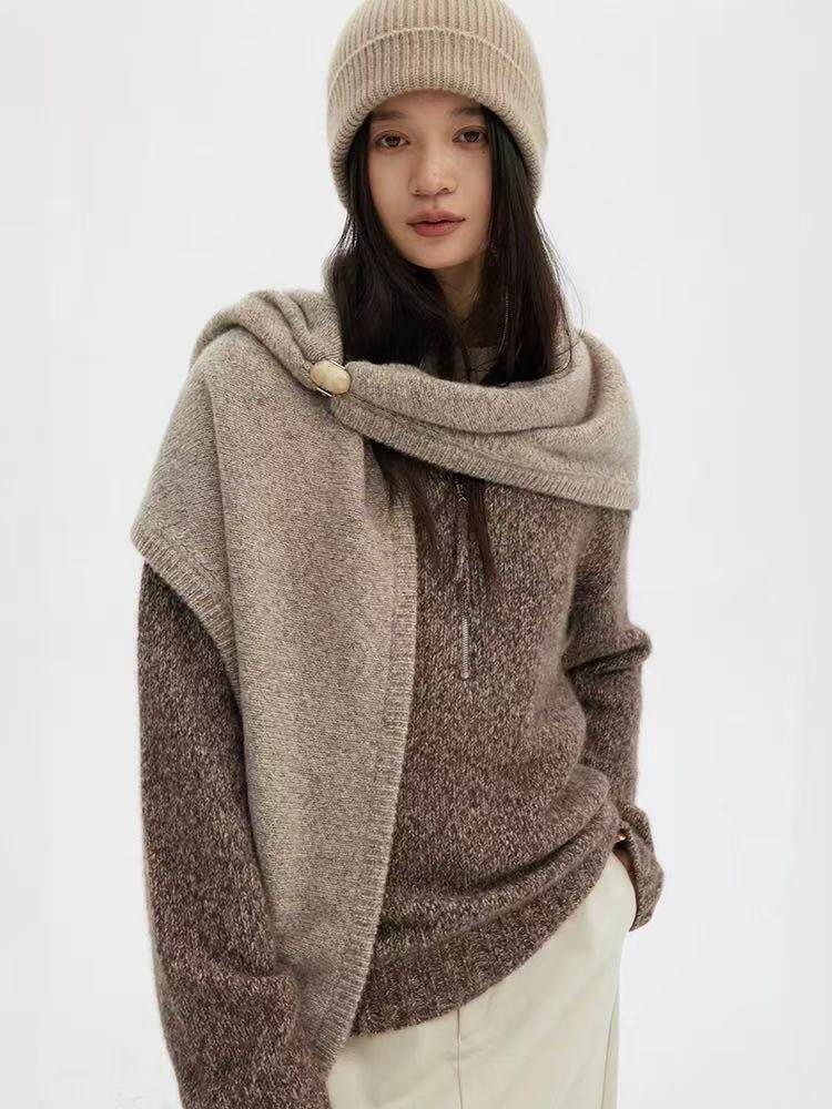 2025年秋季时尚百搭通勤简约休闲花纱加厚披肩，披肩，羿纯羊绒