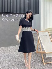 气质修身刺绣蕾丝拼接连衣裙，女装连衣裙，天使公主