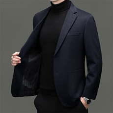 高端中年山羊绒休闲西服大衣男秋冬中青年山羊绒休闲西装外套，男装西服，钱塘723