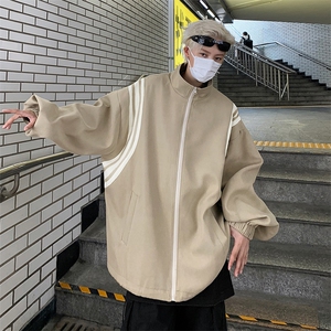 美式复古拼接设计冲锋衣宽松翻领飞行夹克男女外套B28-JK180-P105图片