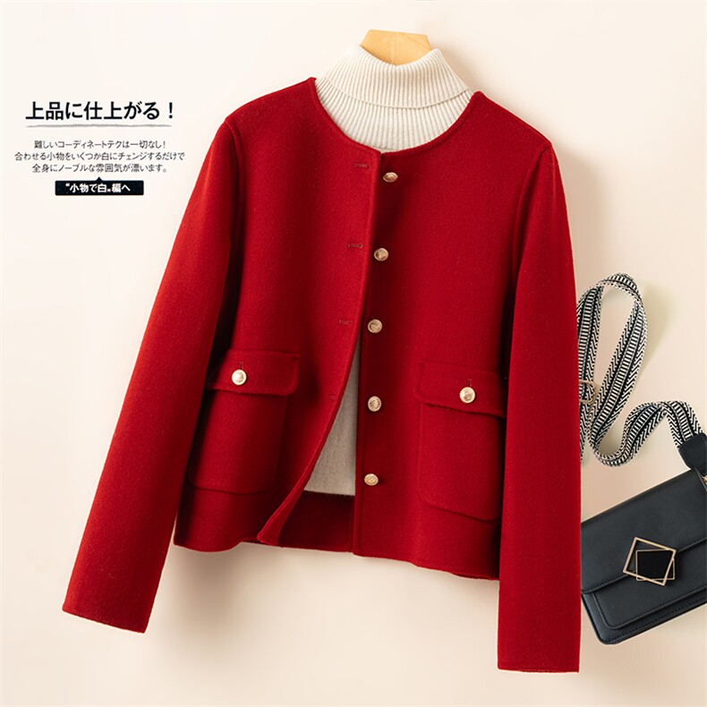 2025年新款双面呢大衣女小个子短款赫本风羊毛呢外套高端，女装双面呢大衣，优远毛呢大衣