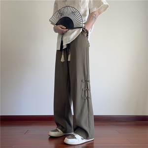 抖音品质夏季新款风新中式盘扣宽松西裤B315-K24045-特p30控58图片