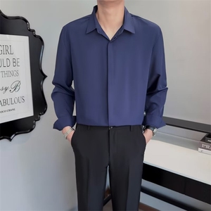 高级感白衬衫男长袖春季冰感轻熟风衬衣韩版潮流帅气上衣服男Y38图片