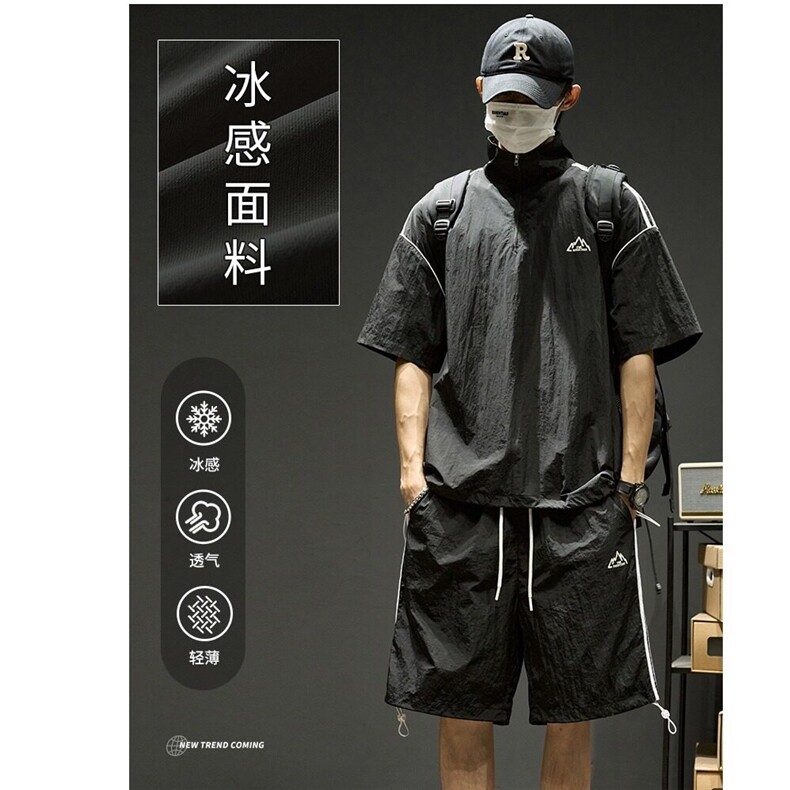 W10039-P48网图现货运动套装夏季冰丝薄款短袖短裤一套休闲痞帅,男装牛仔裤,星座1608-2