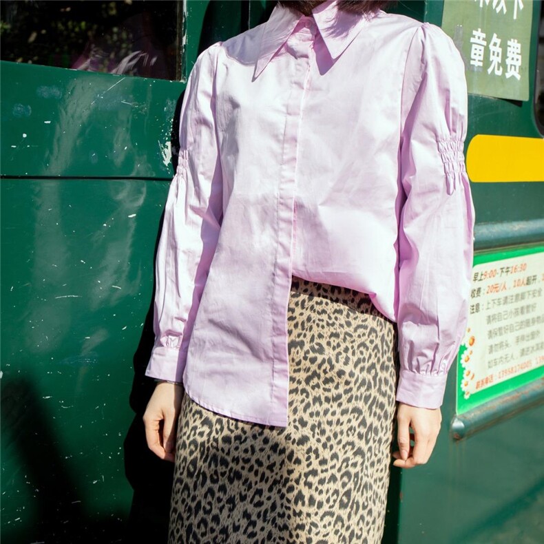 补单款，订单款，袖口松紧显瘦纯色衬衣，女装，轩之秀