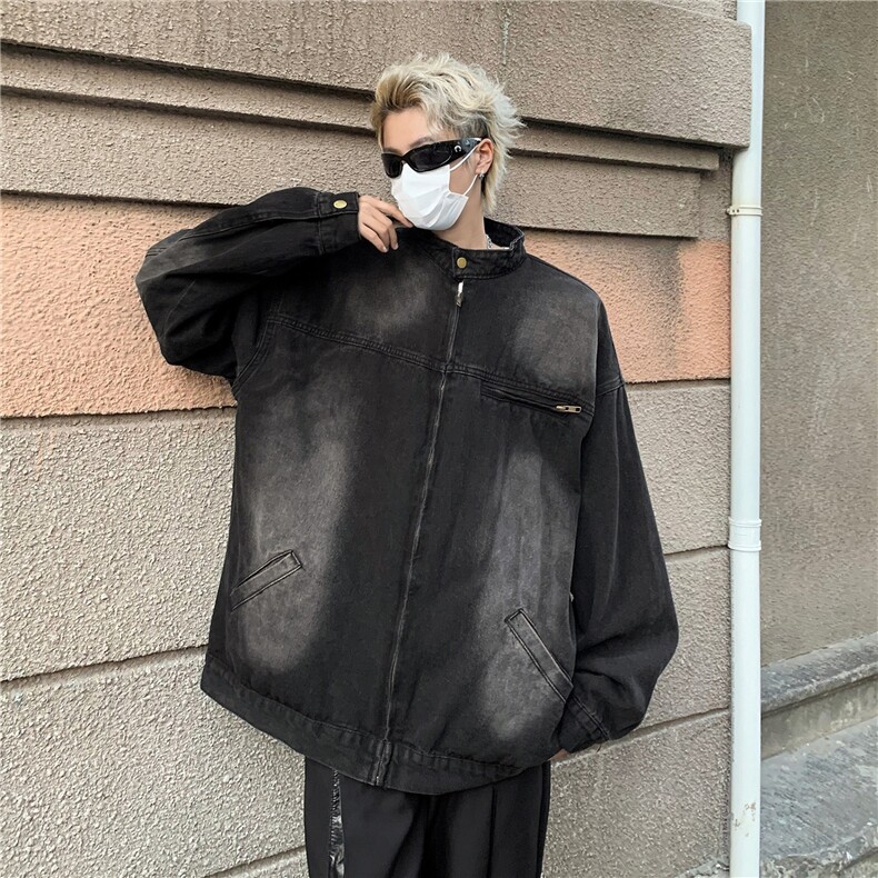 牛仔外套男春秋款水洗做旧痞帅高级感设计潮牌街头飞行员夹克网图,男装工装外套,星座302B