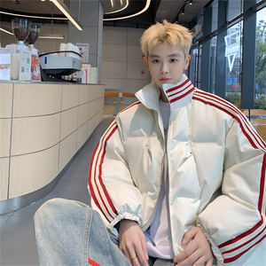 特P95控158168三条杠棉服冬外套情侣格子棉衣立领面包服MY243图片